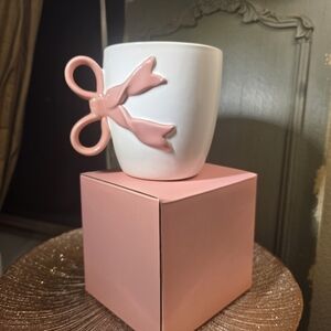 Lorna Maseko White Mug with Pink Bow Handle